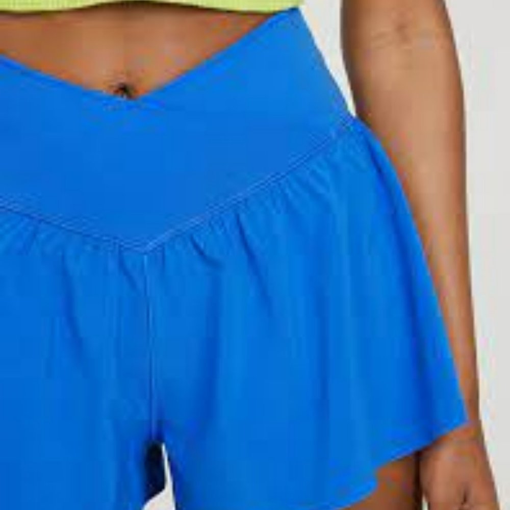 Offline by Aerie Real Me Crossover Flowy Shorts in Cobalt Blue with pockets